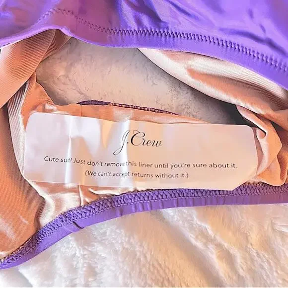 J. Crew Swimsuit Bow Lavender Purple Asymmetrical One Piece Shoulder VIOLA NWT - Picture 10 of 15